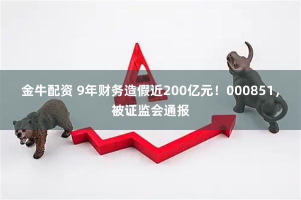 金牛配资 9年财务造假近200亿元！000851，被证监会通报